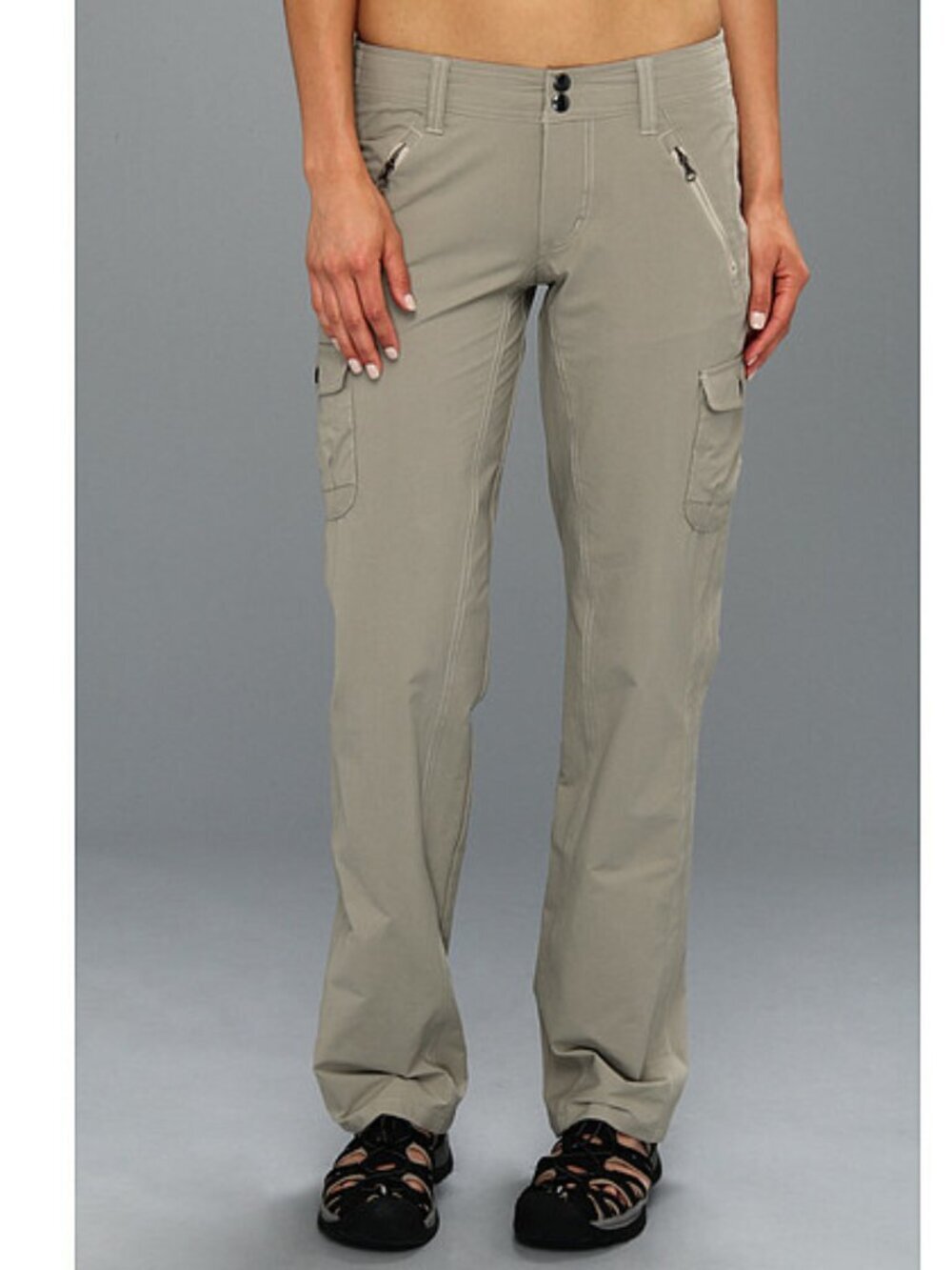 KÜHL Women's Khaki Kaya Nylon Adjustable Length Cargo Hiking Pants Size 14 Short